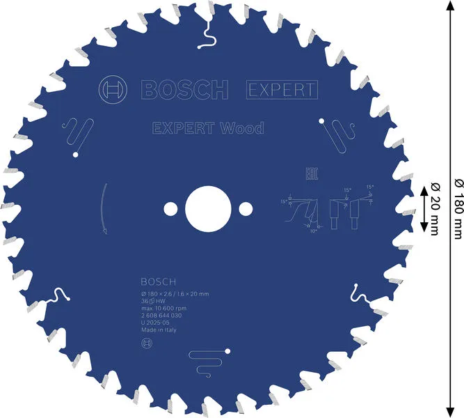 EXPERT Wood list kružne testere, 180×2,6/1,6×20 mm, T36 2608644030