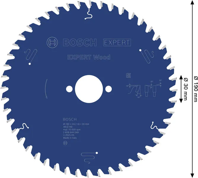 EXPERT Wood list kružne testere 190×2,6/1,6×30 mm, T48 2608644049