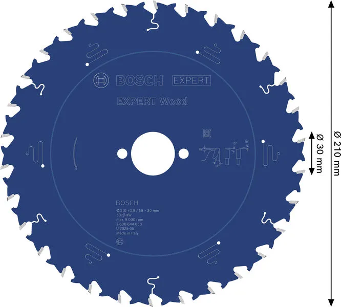 EXPERT Wood list kružne testere 210×2,8/1,8×30 mm, T30 2608644058