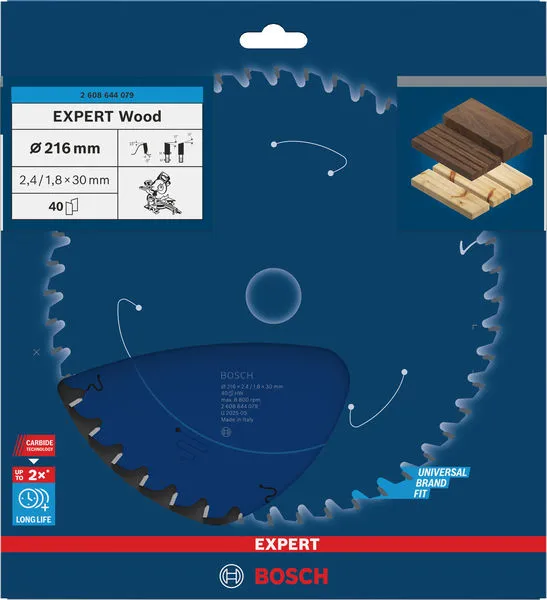 EXPERT Wood list kružne testere 216×2,4/1,8×30 mm, T40 2608644079