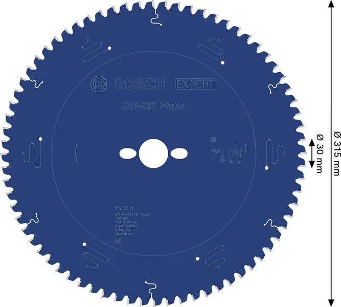 EXPERT Wood list kružne testere 315×2,4/1,8×30 mm, T72 2608644081