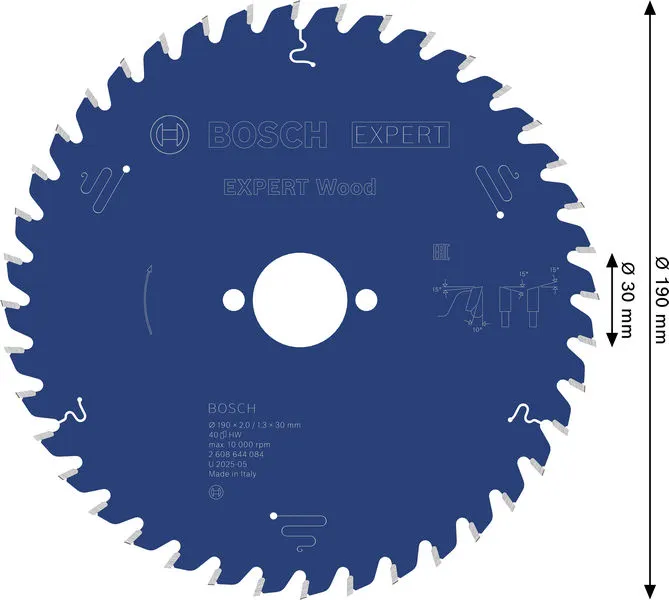 EXPERT Wood list kružne testere 190×2/1,3×30 mm, T40 2608644084