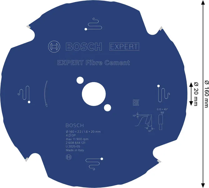 EXPERT Fibre Cement list kružne testere 160×2,2/1,6×20 mm, T4 2608644121