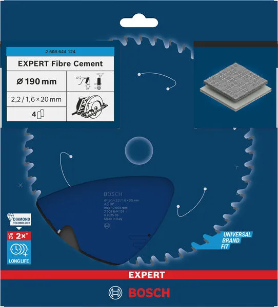 EXPERT Fibre Cement list kružne testere, 190×2,2/1,6×20 mm, T4 2608644124