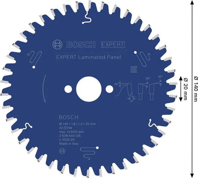 EXPERT Laminated Panel list kružne testere 140×1,8/1,3×20 mm, T42 2608644126