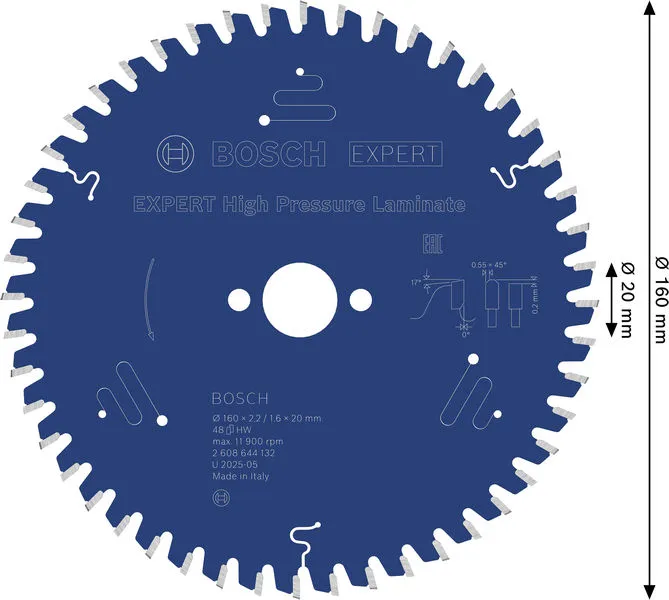 EXPERT High Pressure Laminate list kružne testere 160×2,2/1,6×20 mm, T48 2608644132
