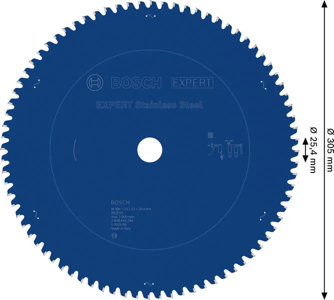 EXPERT Stainless Steel list kružne testere 305×2,5/2,2×25,4 mm, T80 2608644284