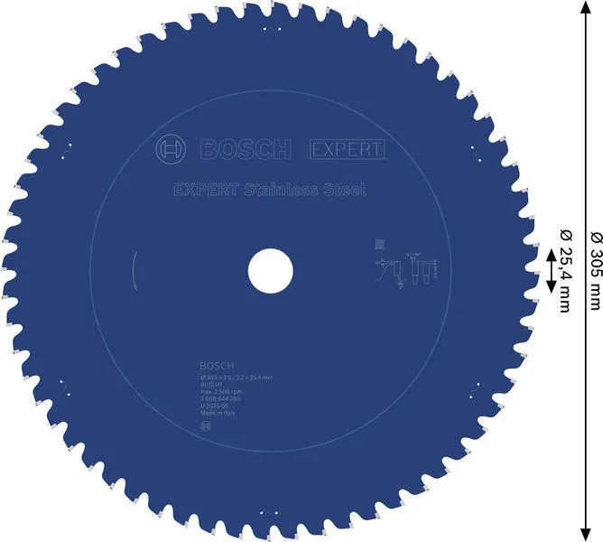 EXPERT Stainless Steel list kružne testere 305×2,5/2,2×25,4 mm, T60 2608644285