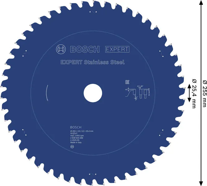 EXPERT Stainless Steel list kružne testere 255×2,5/2,2×25,4 mm, T50 2608644286