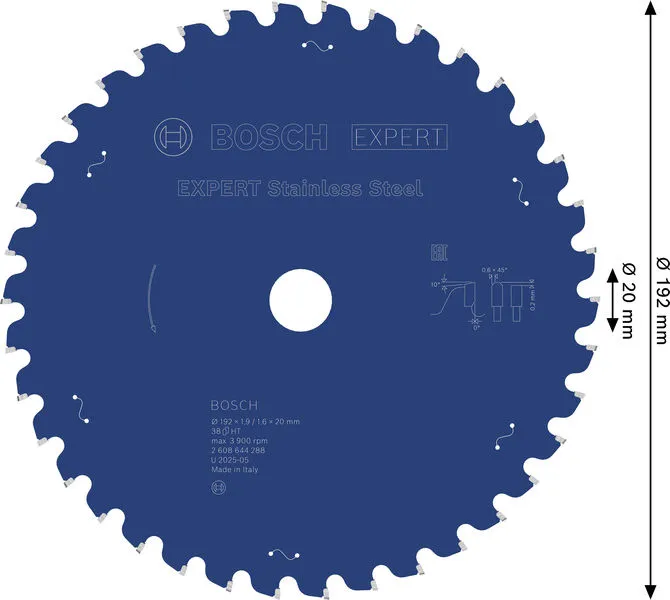 EXPERT Stainless Steel list kružne testere, 192×1,9/1,6×20 mm, T38 2608644288