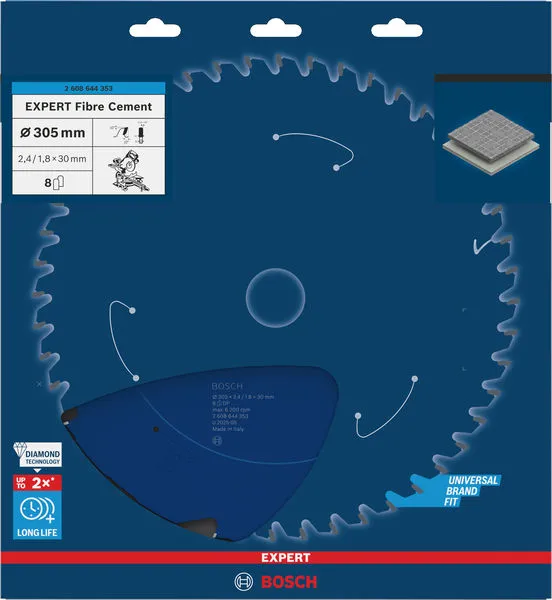 EXPERT Fibre Cement list kružne testere 305×2,4/1,8×30 mm, T8 2608644353