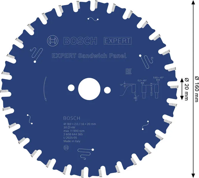 EXPERT Sandwich Panel list kružne testere 160×2/1,6×20 mm, T30 2608644365