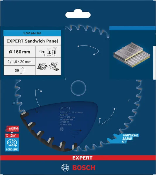 EXPERT Sandwich Panel list kružne testere 160×2/1,6×20 mm, T30 2608644365