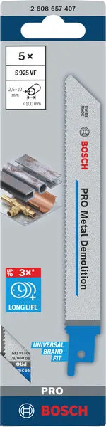 PRO Metal Demolition S925VF list testere 1,25×19×150 mm, 5 kom 2608657407