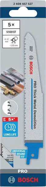 PRO Thick Metal Demolition S930CF list testere 1,6×22×150 mm, 5 kom 2608657527