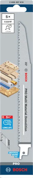 PRO Multi Material Demolition S1110VF list testere 1,6×22× 225 mm, 5 kom 2608657610