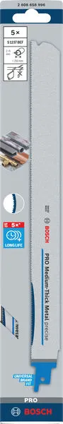 PRO Medium-Thick Metal precise S1237BEF list testere, 1,1×25×300 mm, 5 kom. 2608658996