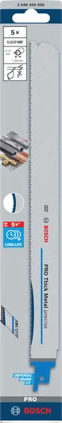 PRO Thick Metal precise S1237HBF list testere, 1,1×25×300 mm, 5 kom. 2608659000
