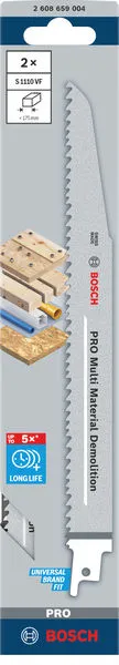 PRO Multi Material Demolition S1110VF list testere, 1,6×22× 225 mm, 2 kom. 2608659004