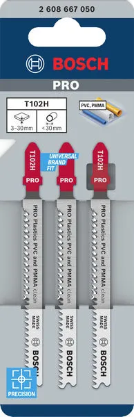 PRO Plastics PVC and PMMA clean T102H list ubodne testere, 100 mm, 3 kom. 2608667050