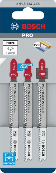 PRO Plastics PVC clean T102H list ubodne testere 100 mm, 3 kom 2608667445