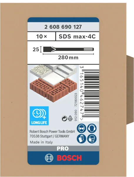 PRO SDS max-4C pljosnato dleto 25×280 mm, 10 kom 2608690127