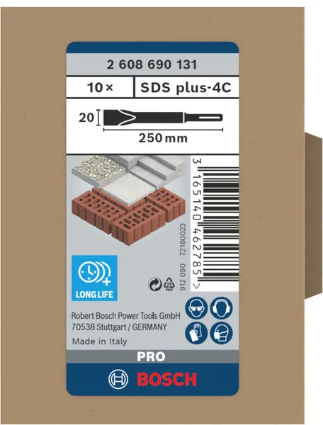 PRO SDS plus-4C set pljosnatih dleta 20×250 mm, 10 kom 2608690131