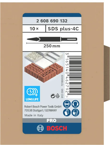 PRO SDS plus-4C set špicastih dleta 250 mm, 10 kom 2608690132