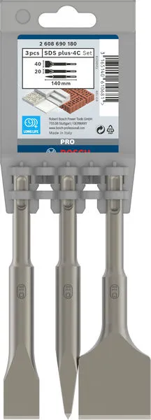 PRO SDS plus-4C set dleta špicasto 140 mm, pljosnato 20×140 mm, lopatasto 40×140 mm, 3 kom 2608690180