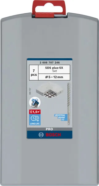 Komplet PRO SDS plus-5X burgija za udarne bušilice od 5/6/8/6/8/10/12 mm, 7 delova 2608707246