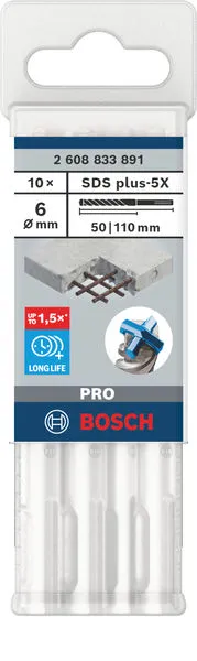 PRO SDS plus-5X burgija za udarne bušilice od 6×50×110 mm, 10 kom 2608833891