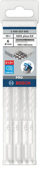 PRO SDS plus-5X burgija za udarne bušilice od 6×100×160 mm, 10 kom 2608833892