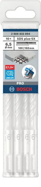 PRO SDS plus-5X burgija za udarne bušilice od 6,5×100×160 mm, 10 kom 2608833894