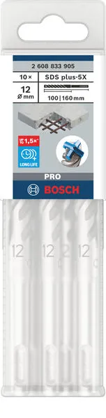 PRO SDS plus-5X burgija za udarne bušilice od 12×100×160 mm, 10 kom 2608833905