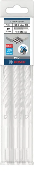 PRO SDS plus-5X burgija za udarne bušilice od 12×150×210 mm, 10 kom 2608833906