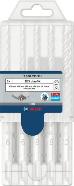 PRO SDS plus-5X set burgija za udarne bušilice 6/6/8/8/10 mm, 5 kom 2608833911