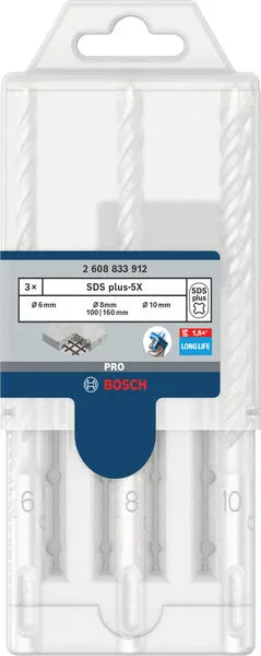 Set PRO SDS plus-5X burgija za udarne bušilice 5/6/6/8/10 mm, 3 kom 2608833912