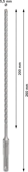 PRO SDS plus-5X burgija za udarne bušilice 5,5×200×260 mm 2608836609