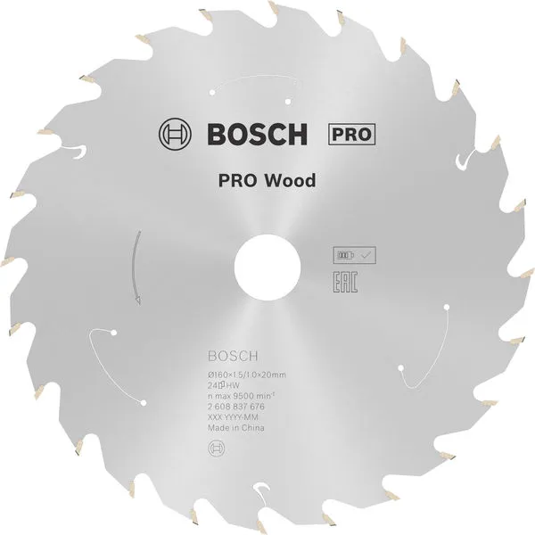 Bosch PRO Wood list akumulatorske kružne testere 160×1,5×20 mm, T24 2608837676