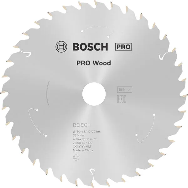 Bosch PRO Wood list akumulatorske kružne testere 160×1,5×20 mm, T36 2608837677