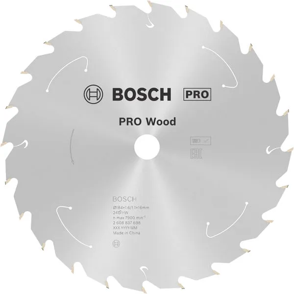 Bosch PRO Wood list akumulatorske kružne testere 184×1,6×16 mm, T24 2608837698