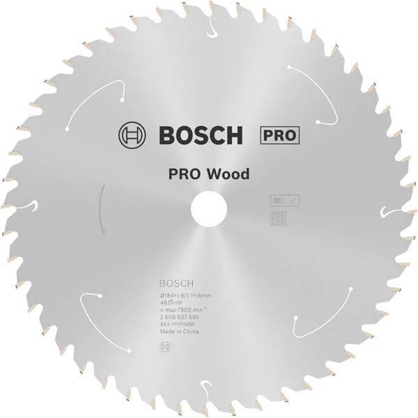 Bosch PRO Wood list akumulatorske kružne testere 184×1,6×16 mm, T48 2608837699