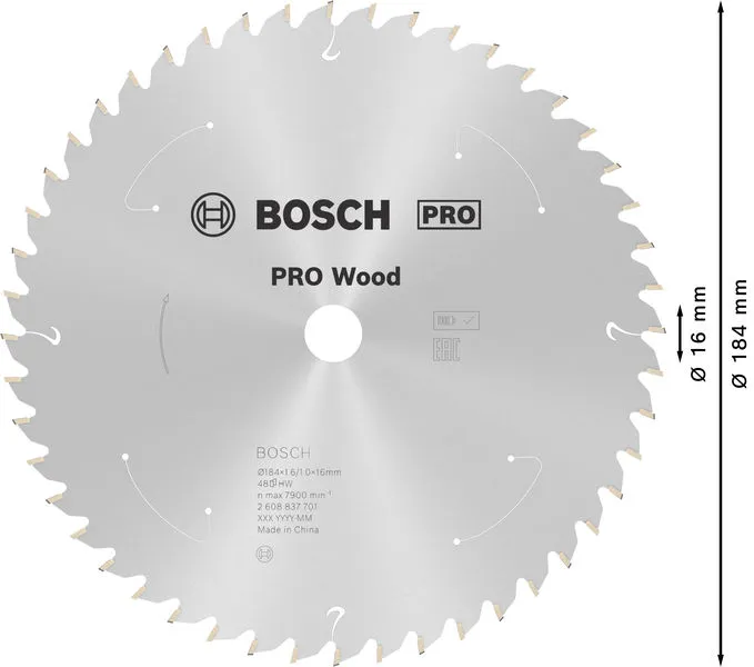 PRO Wood list akumulatorske kružne testere 184×1,6×16 mm, T48 2608837701