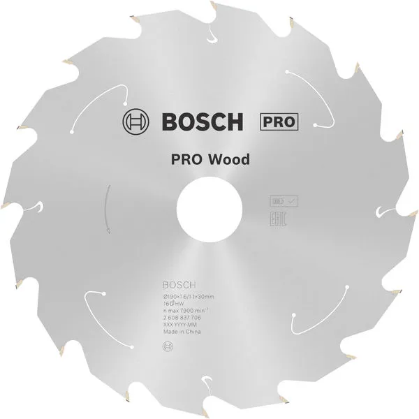 Bosch PRO Wood list akumulatorske kružne testere 190×1,6×30 mm, T16 2608837706