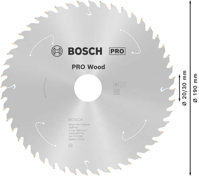PRO Wood list akumulatorske kružne testere 190×1,6×30 mm, T48 2608837710