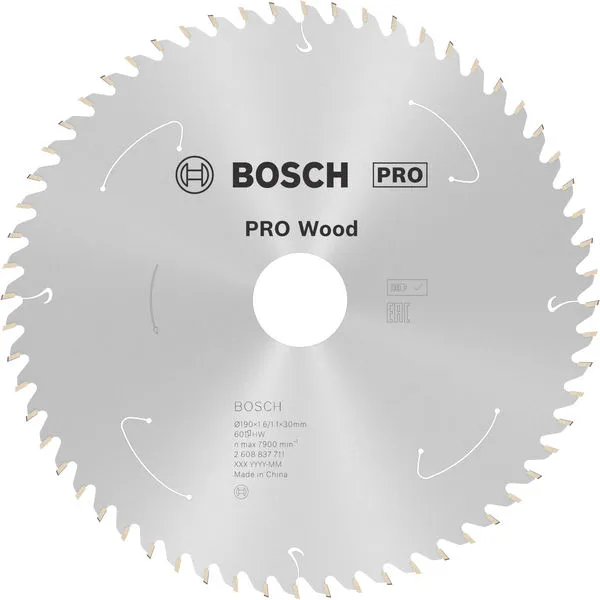 Bosch PRO Wood list akumulatorske kružne testere, 190×1,6×30 mm, T60 2608837711