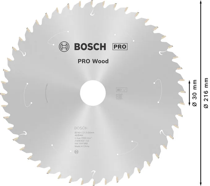PRO Wood list akumulatorske kružne testere 216×1,7×30 mm, T48 2608837723