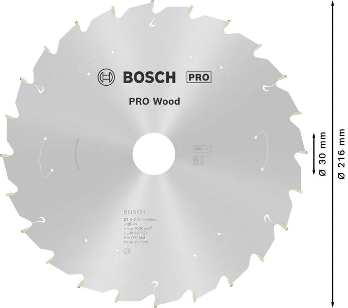 PRO Wood list akumulatorske kružne testere 216×1,7×30 mm, T24 2608837724