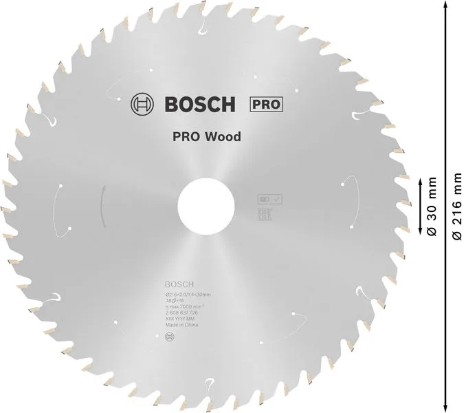 PRO Wood list akumulatorske kružne testere 216×1,7×30 mm, T48 2608837726