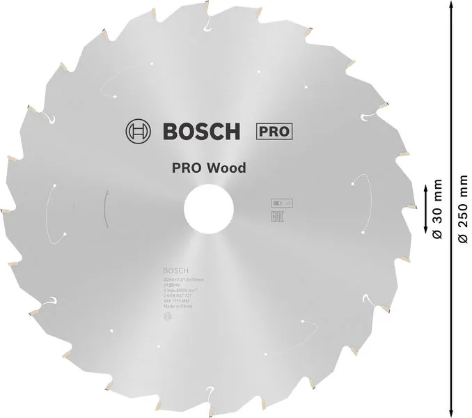 PRO Wood list akumulatorske kružne testere 250×2,2×30 mm, T24 2608837727